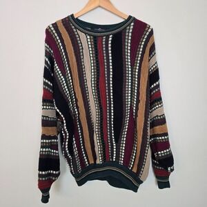 Vintage Cotton Traders Mens 3D Textured Knit Sweater Grandpa Core Size L 90s Y2K